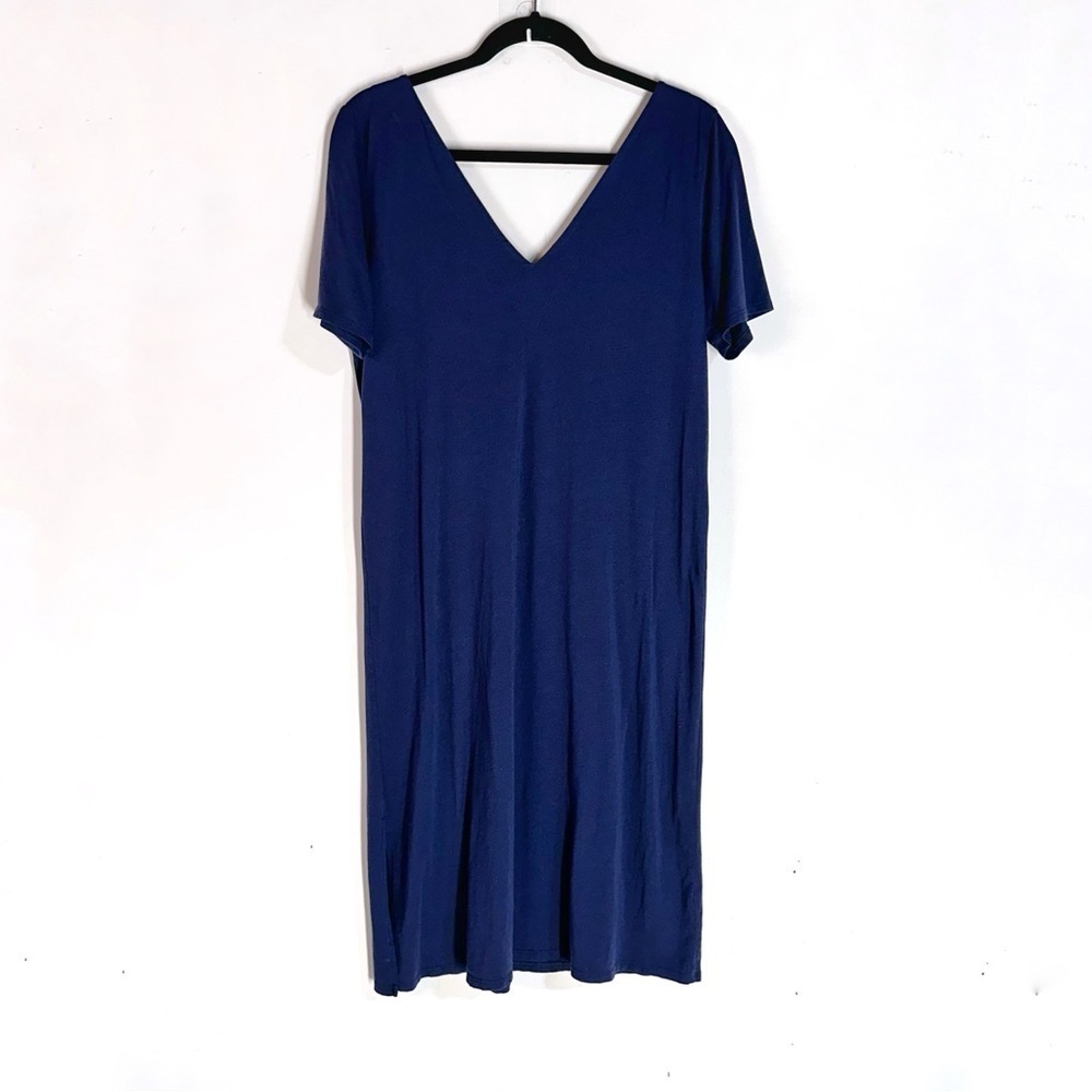 Universal Standard T-Shirt Dress Size 2XS 6-8 Short Sleeve Shift Slits In Blue - Picture 5 of 10